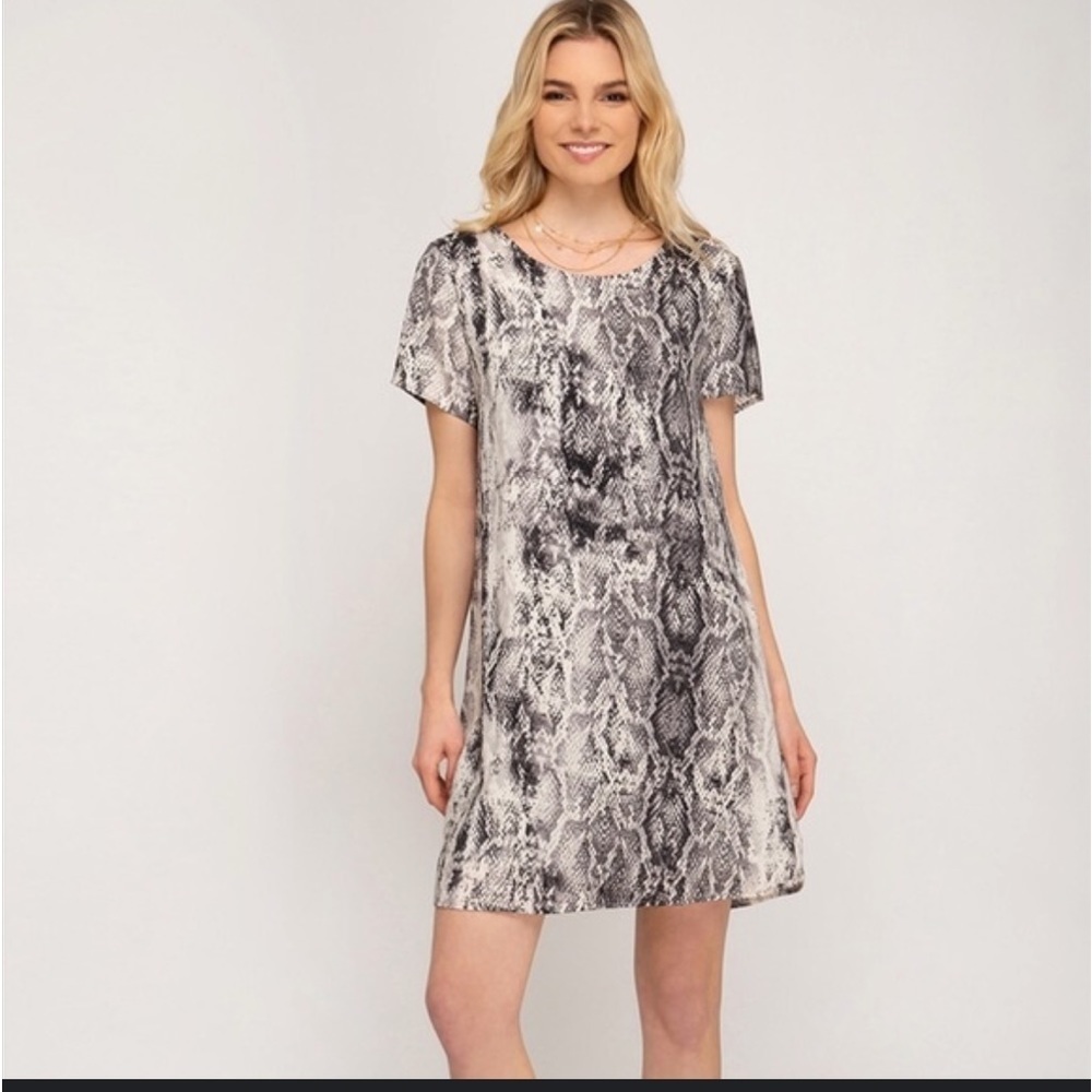She and Sky Snakeskin Mini Dress
